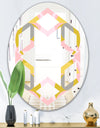 Retro Pastel Circular Pattern IV - Modern Round or Oval Wall Mirror - Hexagon Star