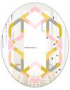 Retro Pastel Circular Pattern IV - Modern Round or Oval Wall Mirror - Hexagon Star