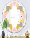 Retro Pastel Circular Pattern IV - Modern Round or Oval Wall Mirror - Quatrefoil