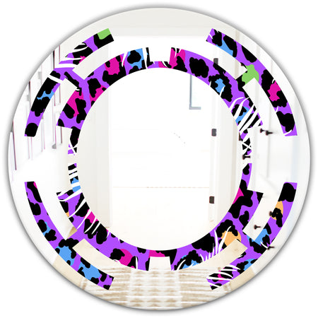 Leopard Fur Safari VIII - Modern Round or Oval Wall Mirror - Space