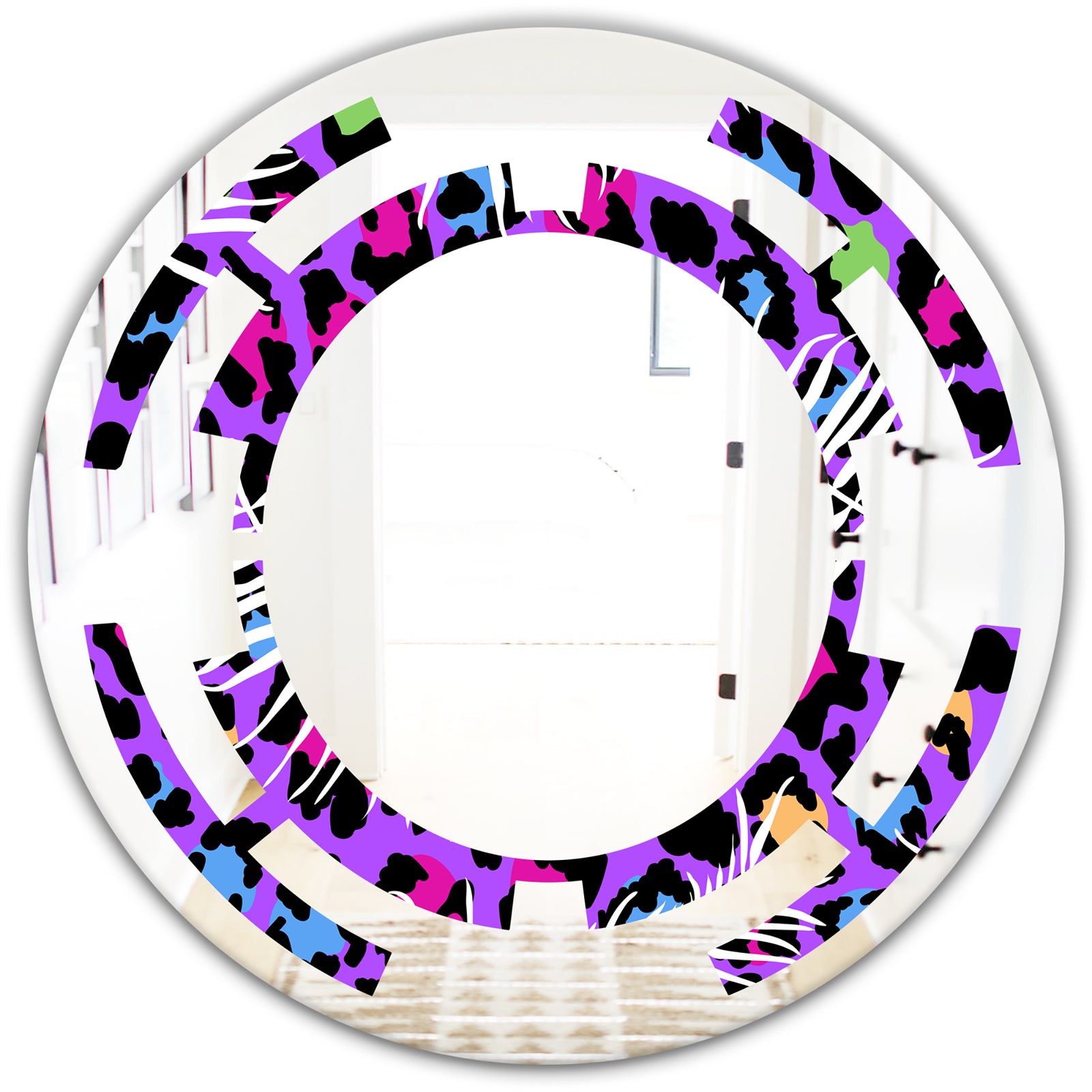 Leopard Fur Safari VIII - Modern Round or Oval Wall Mirror - Space
