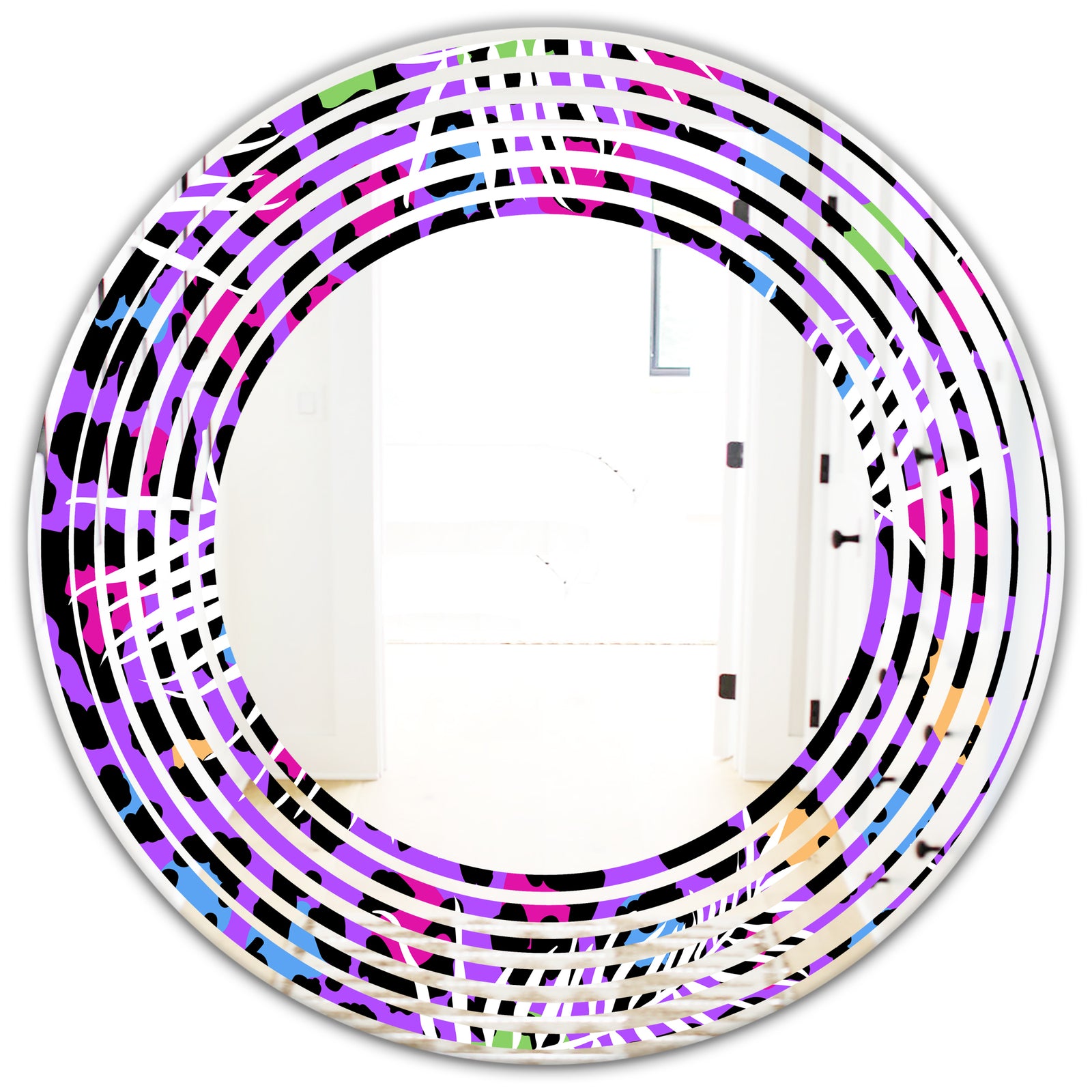 Leopard Fur Safari VIII - Modern Round or Oval Wall Mirror - Wave