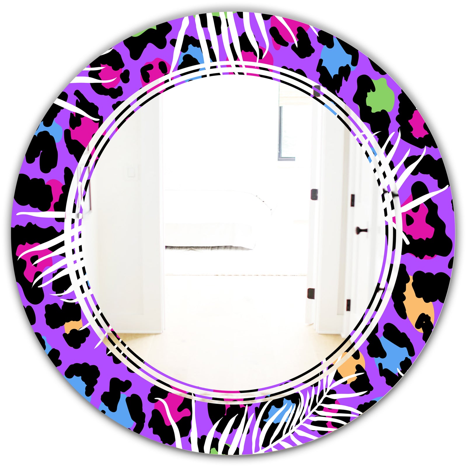 Leopard Fur Safari VIII - Modern Round or Oval Wall Mirror - Triple C