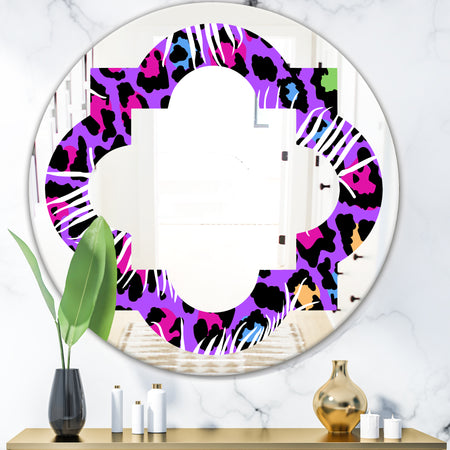 Leopard Fur Safari VIII - Modern Round or Oval Wall Mirror - Quatrefoil
