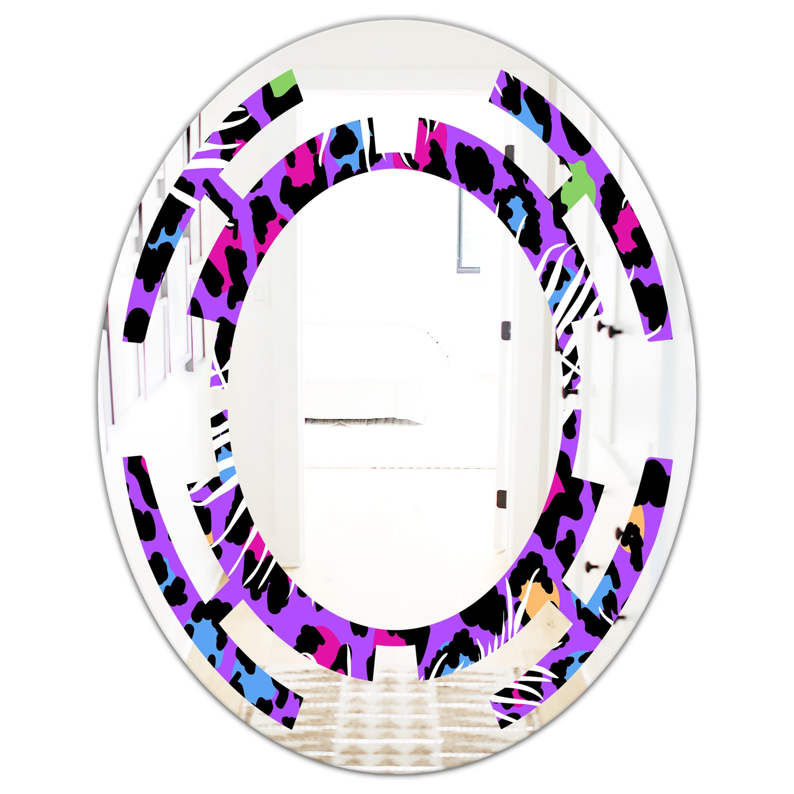 Leopard Fur Safari VIII - Modern Round or Oval Wall Mirror - Space