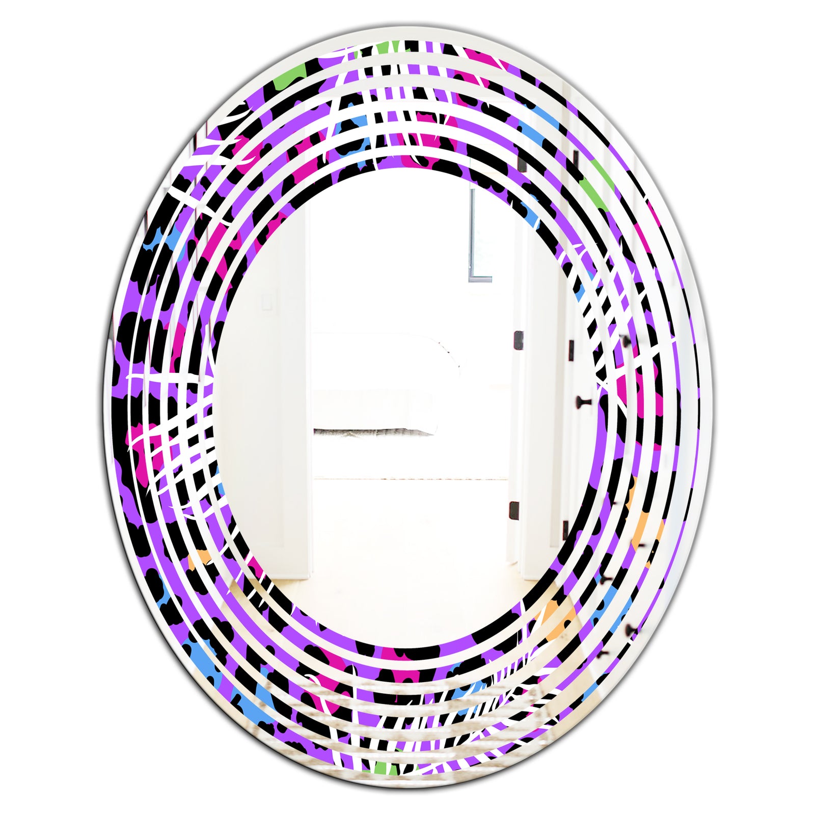 Leopard Fur Safari VIII - Modern Round or Oval Wall Mirror - Wave