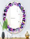 Leopard Fur Safari VIII - Modern Round or Oval Wall Mirror - Leaves