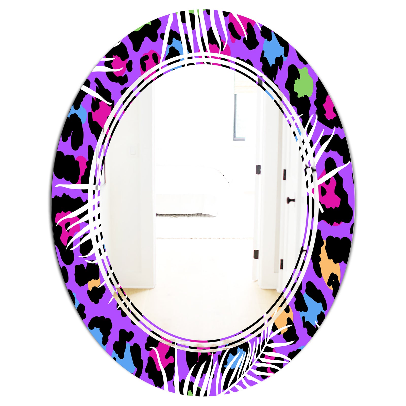 Leopard Fur Safari VIII - Modern Round or Oval Wall Mirror - Triple C