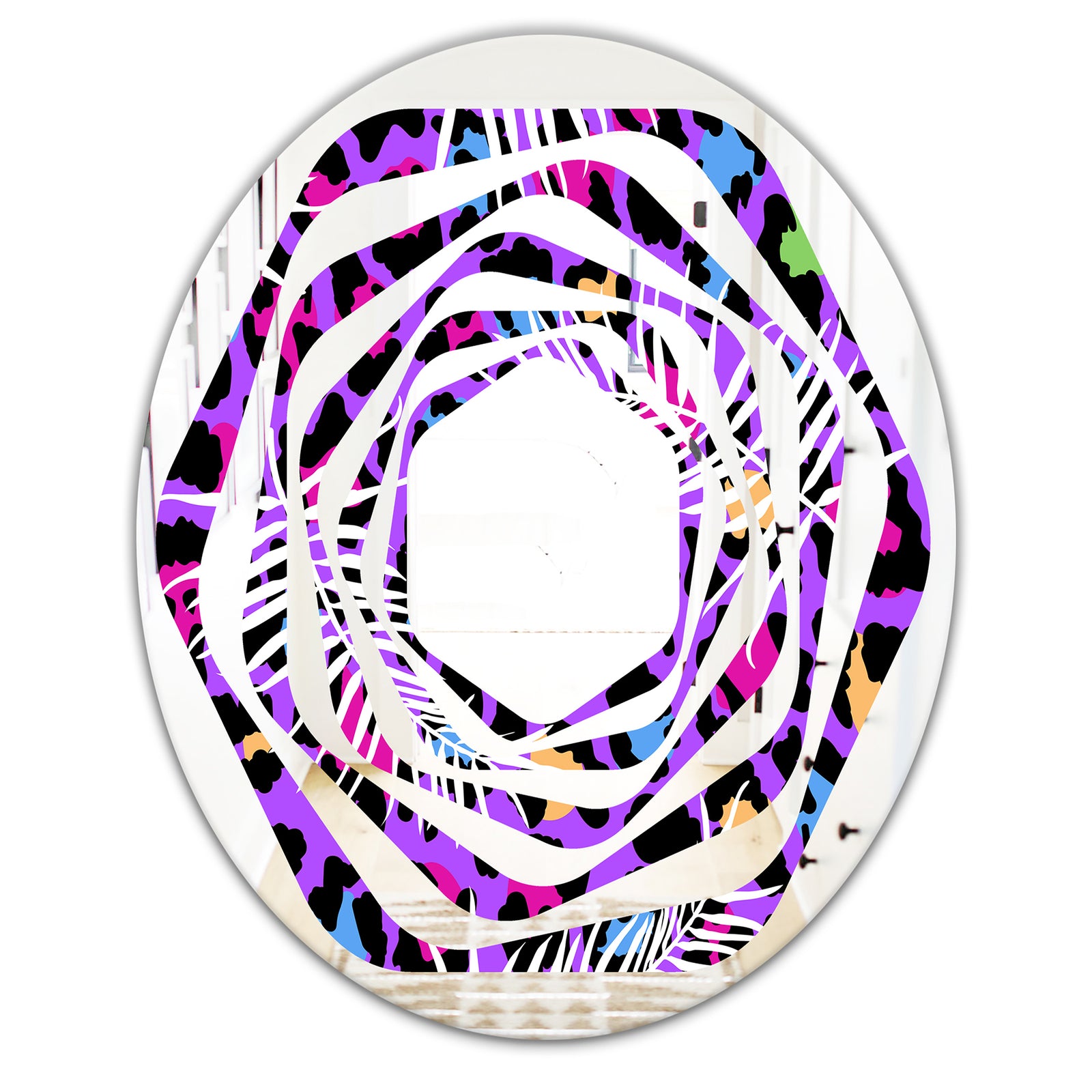 Leopard Fur Safari VIII - Modern Round or Oval Wall Mirror - Whirl