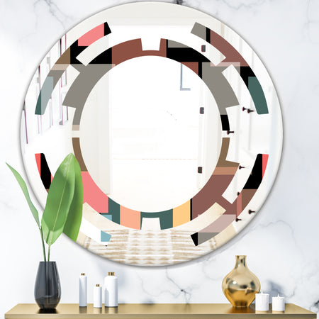 Retro Square Design II - Modern Round or Oval Wall Mirror - Space