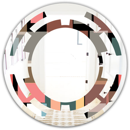 Retro Square Design II - Modern Round or Oval Wall Mirror - Space