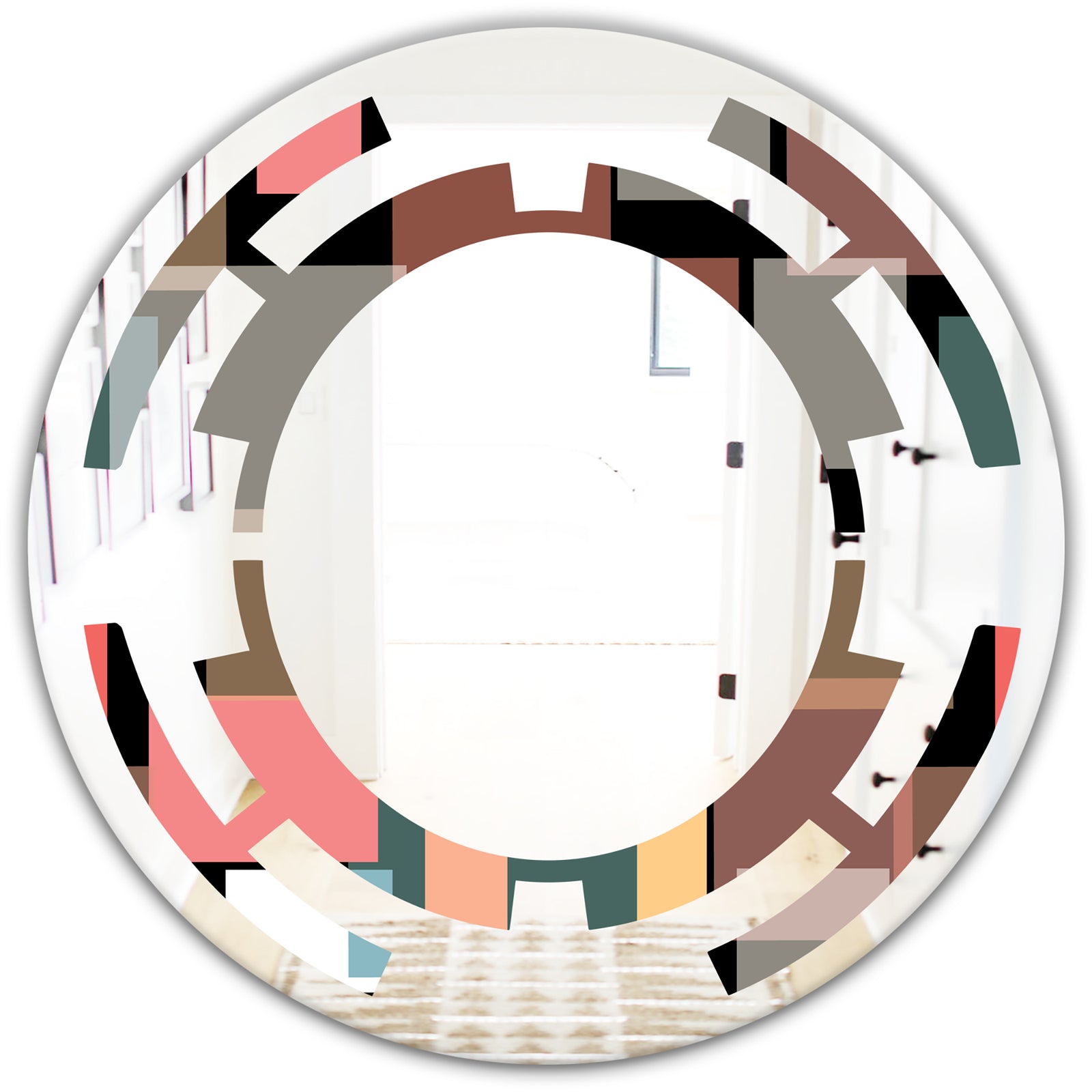 Retro Square Design II - Modern Round or Oval Wall Mirror - Space