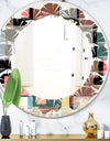 Retro Square Design II - Modern Round or Oval Wall Mirror - Leaves