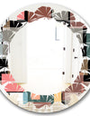 Retro Square Design II - Modern Round or Oval Wall Mirror - Leaves