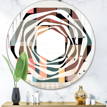 Retro Square Design II - Modern Round or Oval Wall Mirror - Whirl
