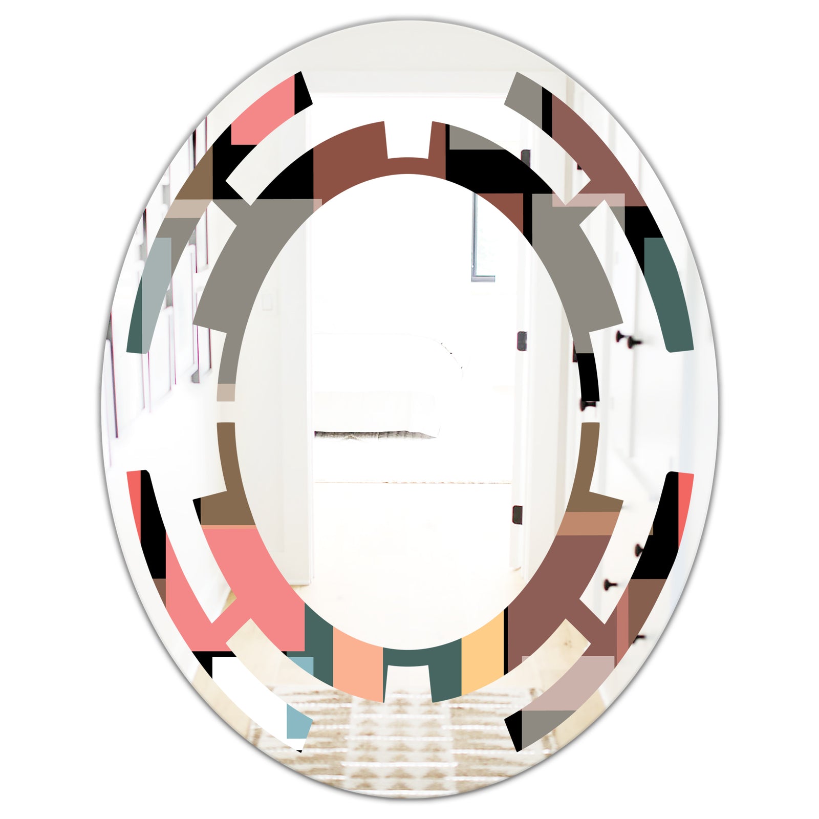 Retro Square Design II - Modern Round or Oval Wall Mirror - Space