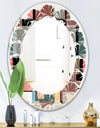 Retro Square Design II - Modern Round or Oval Wall Mirror - Leaves