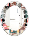 Retro Square Design II - Modern Round or Oval Wall Mirror - Leaves