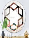 Retro Square Design II - Modern Round or Oval Wall Mirror - Hexagon Star