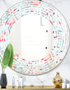 Tropical Botanicals, Flowers and Flamingo III - Modern Round or Oval Wall Mirror - Wave