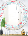 Tropical Botanicals, Flowers and Flamingo III - Modern Round or Oval Wall Mirror - Leaves