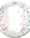 Tropical Botanicals, Flowers and Flamingo III - Modern Round or Oval Wall Mirror - Leaves