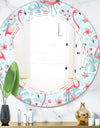 Tropical Botanicals, Flowers and Flamingo III - Modern Round or Oval Wall Mirror - Triple C
