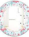 Tropical Botanicals, Flowers and Flamingo III - Modern Round or Oval Wall Mirror - Triple C