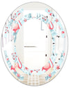 Tropical Botanicals, Flowers and Flamingo III - Modern Round or Oval Wall Mirror - Space