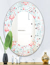Tropical Botanicals, Flowers and Flamingo III - Modern Round or Oval Wall Mirror - Wave