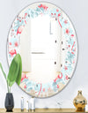 Tropical Botanicals, Flowers and Flamingo III - Modern Round or Oval Wall Mirror - Leaves