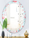 Tropical Botanicals, Flowers and Flamingo III - Modern Round or Oval Wall Mirror - Triple C