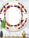 Retro Grid in Orange - Modern Round or Oval Wall Mirror - Space