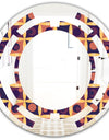 Retro Grid in Orange - Modern Round or Oval Wall Mirror - Space