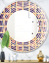 Retro Grid in Orange - Modern Round or Oval Wall Mirror - Wave