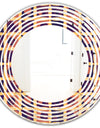 Retro Grid in Orange - Modern Round or Oval Wall Mirror - Wave