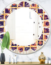 Retro Grid in Orange - Modern Round or Oval Wall Mirror - Leaves