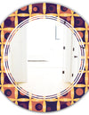 Retro Grid in Orange - Modern Round or Oval Wall Mirror - Triple C