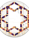 Retro Grid in Orange - Modern Round or Oval Wall Mirror - Hexagon Star