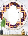 Retro Grid in Orange - Modern Round or Oval Wall Mirror - Quatrefoil