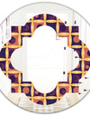 Retro Grid in Orange - Modern Round or Oval Wall Mirror - Quatrefoil