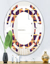 Retro Grid in Orange - Modern Round or Oval Wall Mirror - Space