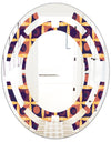Retro Grid in Orange - Modern Round or Oval Wall Mirror - Space