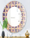 Retro Grid in Orange - Modern Round or Oval Wall Mirror - Wave