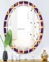 Retro Grid in Orange - Modern Round or Oval Wall Mirror - Triple C