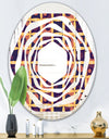 Retro Grid in Orange - Modern Round or Oval Wall Mirror - Whirl
