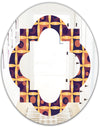 Retro Grid in Orange - Modern Round or Oval Wall Mirror - Quatrefoil