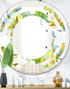 Retro Tropical Foliage - Modern Round or Oval Wall Mirror - Space
