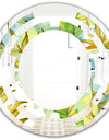 Retro Tropical Foliage - Modern Round or Oval Wall Mirror - Space