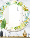 Retro Tropical Foliage - Modern Round or Oval Wall Mirror - Leaves